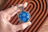 Blue Snowflake Pendant with Silver Wire Wrapping