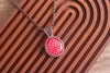 Copper Wire Wrapped Pendant with Red and White Helix Fused Glass