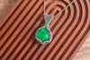 Shades of Green Fused Glass Pendant with Sterling Silver Wire Wrapping