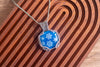 Blue Snowflake Pendant with Silver Wire Wrapping