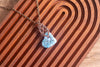 Blue Floral Fused Glass Heart Pendant with Copper Wire Wrapping