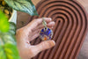 Blue and Orange Fused Glass Statement Pendant with Sterling Silver Wire Wrapping