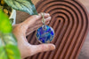 Blues and Grey Fused Glass Statement Pendant with Sterling Silver Wire Wrapping