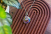 Rainbow Swirled Fused Glass Statement Pendant with Sterling Silver Wire Wrapping