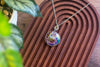 Rainbow Swirled Fused Glass Statement Pendant with Sterling Silver Wire Wrapping