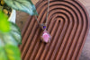 Streaked Pink Fused Glass and Copper Wire Statement Pendant