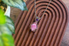 Streaked Pink Fused Glass and Copper Wire Statement Pendant