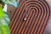 Silver Fused Glass Teardrop Pendant with Copper Wire Wrapping