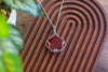 Red Iridescent Fused Glass and Sterling Silver Double-Sided Necklace