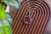 Red Iridescent Fused Glass and Sterling Silver Double-Sided Necklace