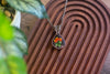 Floral Fused Glass and Copper Wire Statement Teardrop Pendant