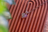 Iridescent Red Fused Glass Heart Pendant with Copper Wire Wrapping