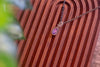 Dichroic Purple Fused Glass Teardrop Pendant with Copper Wire Wrapping