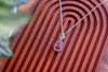 Streaked Pinks and Black Fused Glass and Sterling Silver Teardrop Pendant