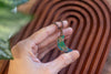 Iridescent Blue and Green Crescent Moon Pendant with Copper Wire Wrapping