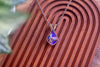 Blue and Pink Fused Glass and Copper Wire Teardrop Pendant