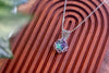 Green and Purple Fused Glass Pendant with Sterling Silver Wire Wrapping