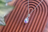 Blue, White, and Purple Fused Glass and Sterling Silver Teardrop Pendant