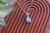 Blue, White, and Purple Fused Glass and Sterling Silver Teardrop Pendant