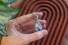 Blue, White, and Purple Fused Glass and Sterling Silver Teardrop Pendant