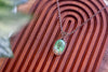 Copper Wire Wrapped Pendant with Tree of Life on Streaked Green Glass