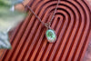 Copper Wire Wrapped Pendant with Tree of Life on Streaked Green Glass