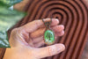 Copper Wire Wrapped Pendant with Tree of Life on Streaked Green Glass