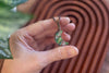 Green and White Crescent Moon Pendant with Copper Wire Wrapping