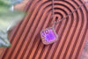 Iridescent Blue Fused Glass Double Sided Pendant with Copper Wire Wrapping