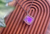 Iridescent Blue Fused Glass Double Sided Pendant with Copper Wire Wrapping