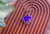 Iridescent Blue Fused Glass Double Sided Pendant with Copper Wire Wrapping