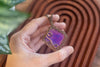 Iridescent Blue Fused Glass Double Sided Pendant with Copper Wire Wrapping