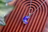 Sterling Silver and Shades of Blue Fused Glass Crescent Moon Pendant