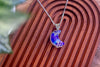 Sterling Silver and Shades of Blue Fused Glass Crescent Moon Pendant