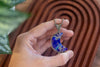 Sterling Silver and Shades of Blue Fused Glass Crescent Moon Pendant