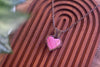 Pinks and White Fused Glass Heart Pendant with Copper Wire Wrapping