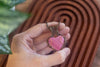 Pinks and White Fused Glass Heart Pendant with Copper Wire Wrapping