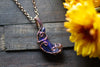 Shades of Blue Crescent Moon Pendant with Copper Wire Wrapping